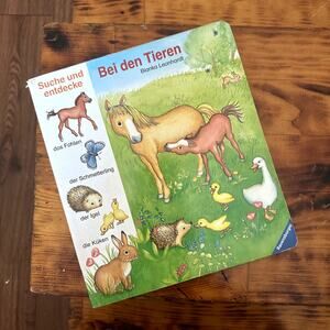 Vintage 2001 Ravensburger Bei Den Tieren German Animal Word Board Book